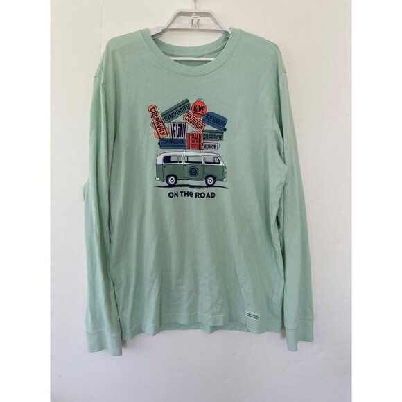 Life Is Good Unisex Crusher Long-Sleeve Shirt Mint Green On The Road Graphic - Picture 1 of 5
